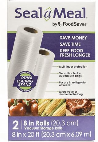 Rouleaux Seal-a-Meal sous vide 8 po x 20 pi pour FoodSaver, paquet 2