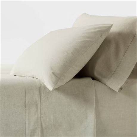 Ens. 4 pcs - draps TG 250 fils percale bio chambray vert