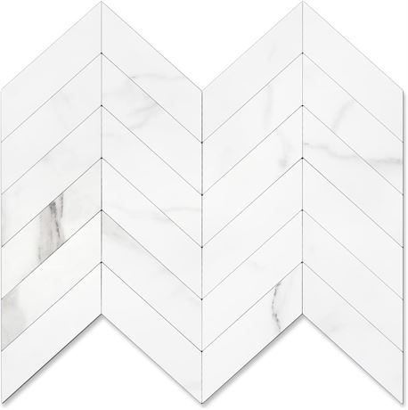 PAQUET DE 10 - Tuiles PVC autocollantes chevron STICKGOO marbre 12 x 12po