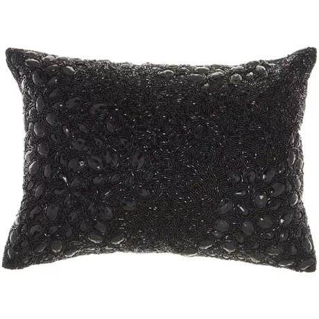 Coussin décoratif noir abstrait Luminescence 14 x 10 po