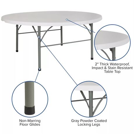Table pliante banquet ronde Flash Furniture Stonewall 6 pi