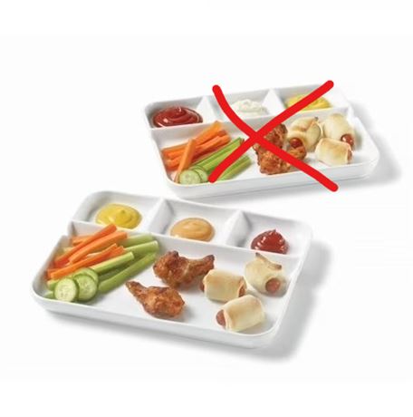 1/2 MANQUANTE - Assiettes porcelaine fondue/hors-d'œuvre 10,5 x 8,5 po blanc