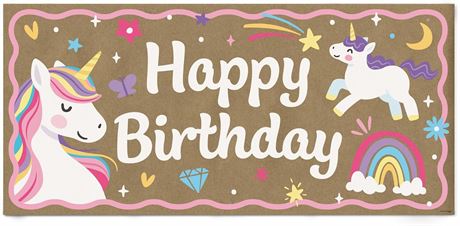 Banderole papier kraft Big Dot of Happiness anniversaire licorne magique
