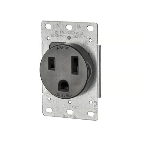 Prise double noire Leviton 50 A 250 V 6-50R, 1 unité