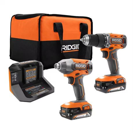 Combo 2 outils 18V RIDGID perceuse/visseuse à chocs, (2) 2,0 Ah