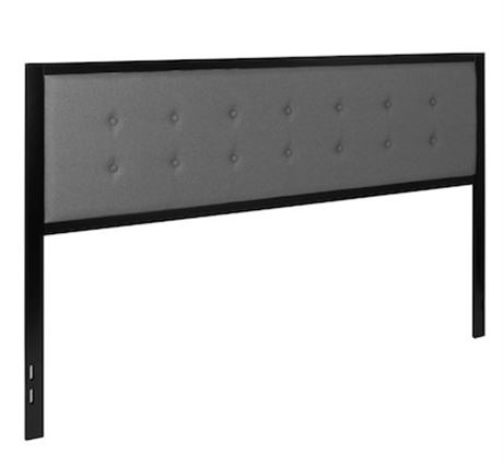 Tête de lit king capitonnée métal Bristol gris foncé