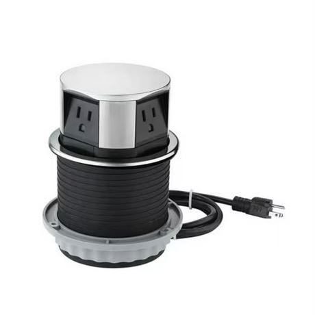 Prise escamotable Link2Home avec USB, 3 prises, 2 ports USB, argent