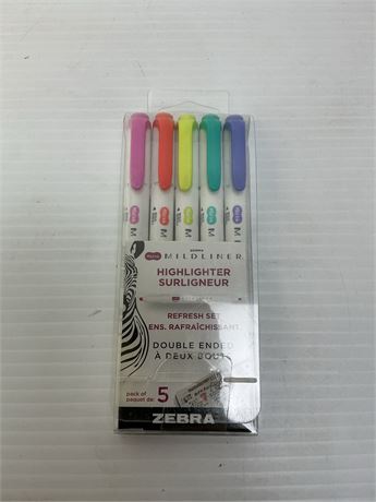 Surligneurs Zebra Mildliner double embout 5 couleurs