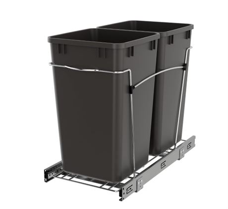 Poubelle coulissante double Rev-A-Shelf 27 pte cuisine, gris, Rv-15kd-13c-s