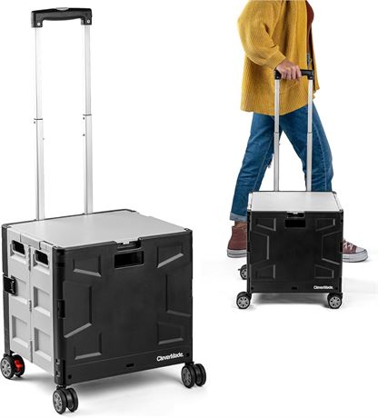 Caisse pliable sur roues CleverMade avec poignée (35 L, 4 roues)