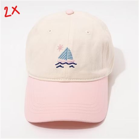 LOT DE 2 -Casquette baseball voilier Frasier Sterling crème/rose coton ajustable