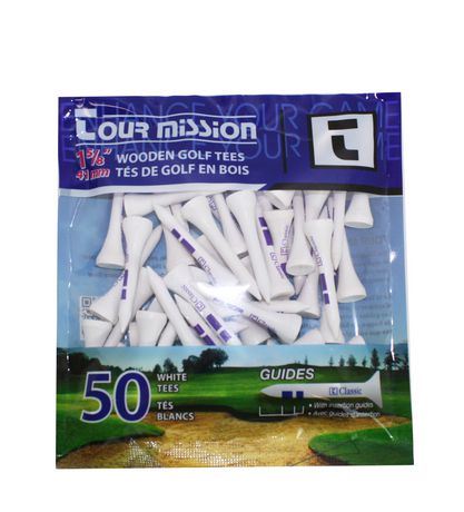 Tee de golf bois blanc 1 5/8 po (41 mm) paquet de 50