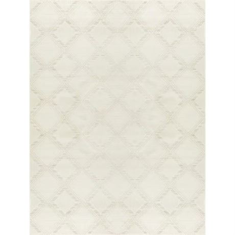 Tapis contemporain géom. Nourison Serenity Home ivoire 10 x 14 pi