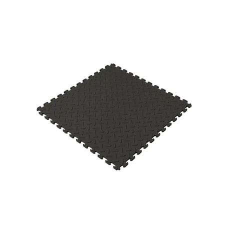 Dalles de sol PVC garage noires 18,4 po lot de 6