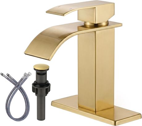 Robinet de lavabo cascade or brossé ARCORA 1 poignée