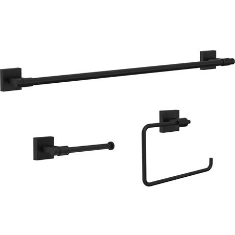 Ens. quincaillerie bain Maxted 3 pcs anneau + porte-rouleau + barre 24 po