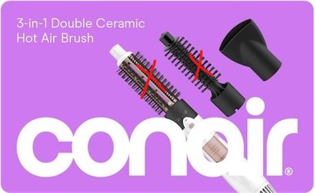 PIÈCES MANQUANTES - Trousse combo brosse soufflante Conair 3 en 1 céramique