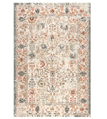 Tapis NuLoom Lenore floral vintage 9 x 12 pi beige salon/chambre/salle mang
