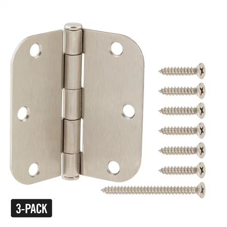 Charnières satin nickel 3-1/2 po lot de 3