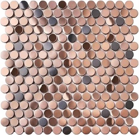 PAQUET DE 6 - Parrotile carreaux mosaïque ronds bronze cuivre cuisine/salle bain