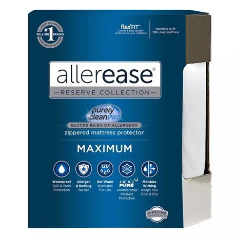 KING - SALE -Protège-matelas Allerease protection max contre allergies, punaises
