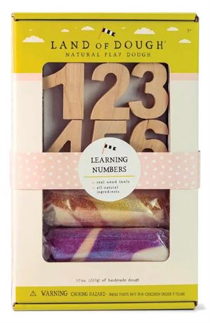 LOT DE 2 -Ens. Land of Dough apprentissage chiffres outil bois + pâte à modeler