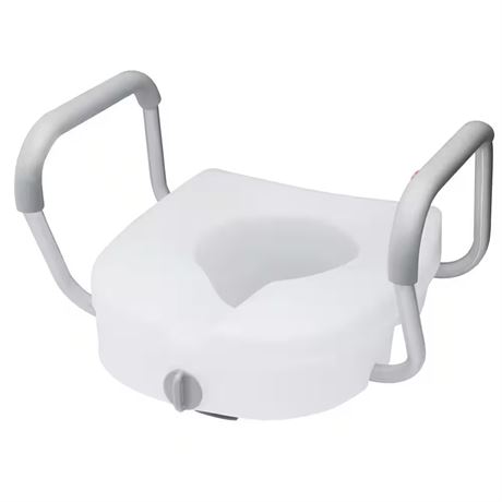 VOIR PHOTOS - Siège toilette surélevé E-Z Lock avec accoudoirs ajust., 5 po