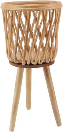 Support de plante en bois sur pied style panier