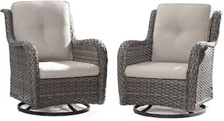 Ens. 2 - chaises de patio pivotantes berçantes extérieures