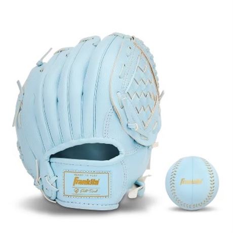 Gant tee-ball Franklin Sports 9 po avec balle lanceur droitier - bleu Carolina