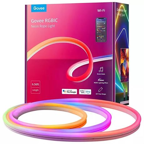 Cordon DEL néon Govee 6,5 pi Wi-Fi RGBIC