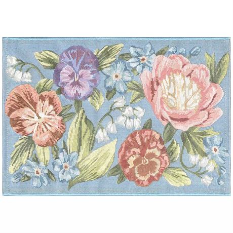Tapis int/ext Liora Manne Esencia Secret Garden, bleu clair