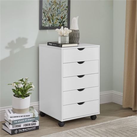 Classeur Naomi Home Taylor 5 tiroirs sur roulettes - blanc
