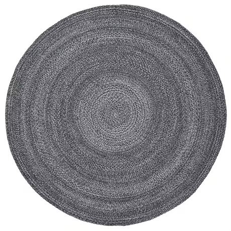 Tapis rond tressé uni Cape Cod charbon 6 x 6 pi