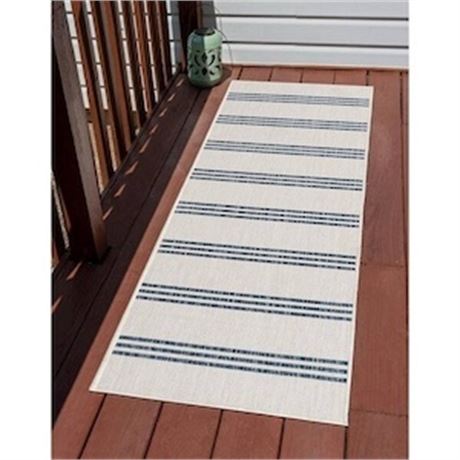 Tapis chemin extérieur Unique Loom Jill Zarin ivoire 2 x 8 pi