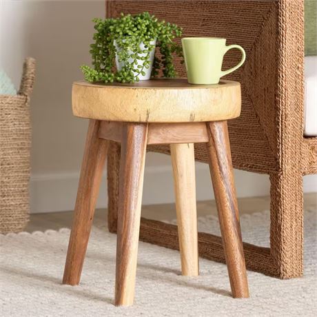 Table d'appoint ronde bois suar Jia 14,2 po brun naturel