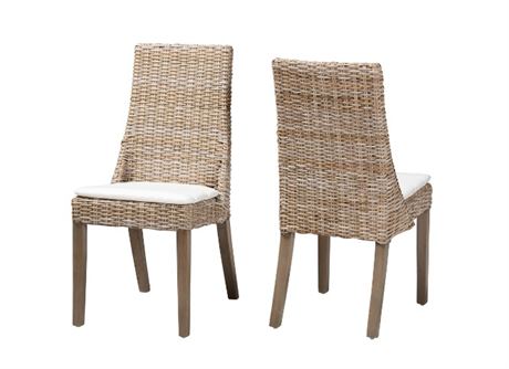 Ens. 2 - chaises à manger bali & pari Toby moderne bohème blanc/gris/brun