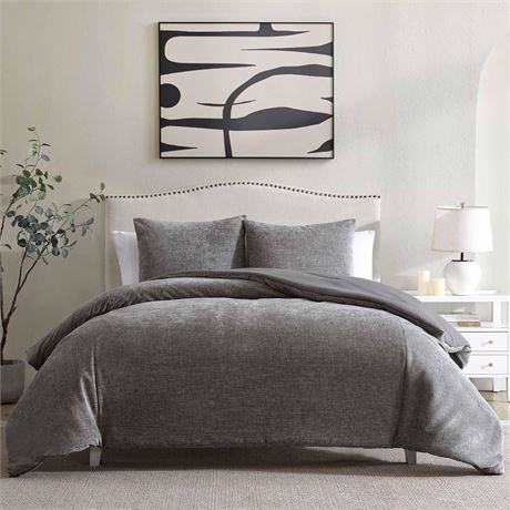 QUEEN - Ens. 3 pcs - édredon Riverbrook Home Nantes, gris