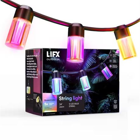 Guirlande LED RGB Wi-Fi extérieure 12 lumières 24 pi