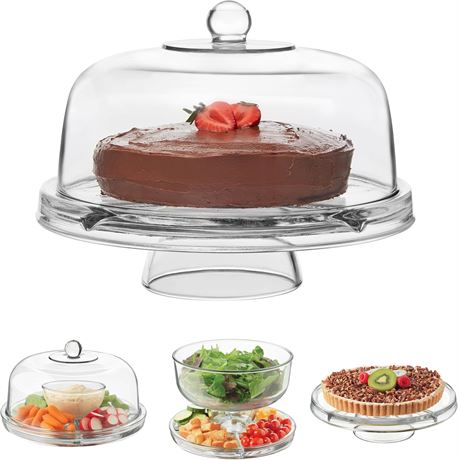Présentoir à gâteau en verre Libbey Selene 6-en-1 avec dôme