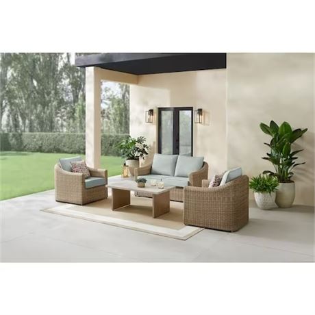 BIEN LIRE DESCRIPTION - Ens. conversation patio Hampton Bay Havenridge rotin