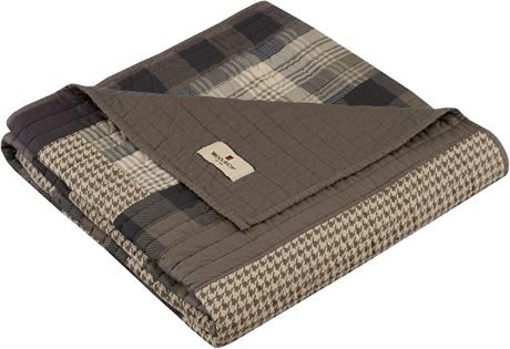 Jeté matelassé luxe Woolrich - style cabane, patchwork motif orignal 50 x 70 po