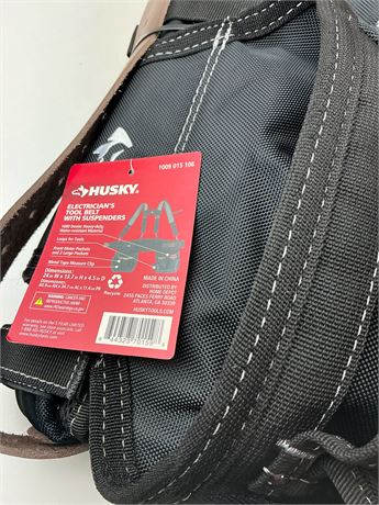 Ceinture porte-outils Husky pour électricien avec bretelles
