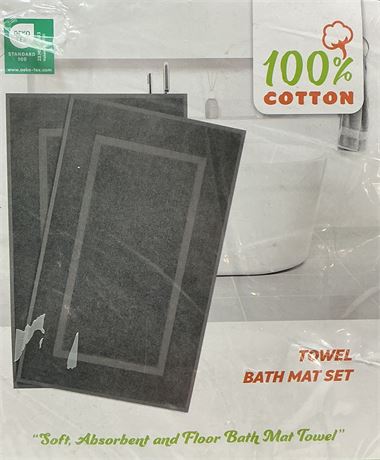 Ens. serviettes coton et tapis de bain (marine)