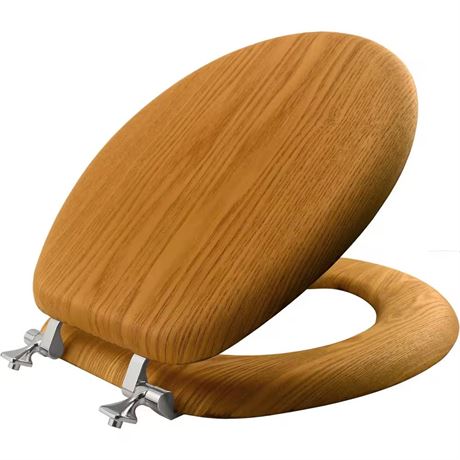 Siège de toilette rond Mayfair bois charnière chrome chêne naturel
