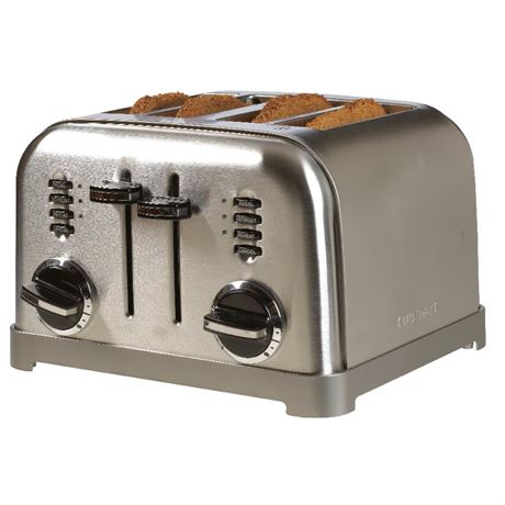 VOIR PHOTOS - Grille-pain Cuisinart inox argent 4 fentes 7,4 x 11,14 x 10,67