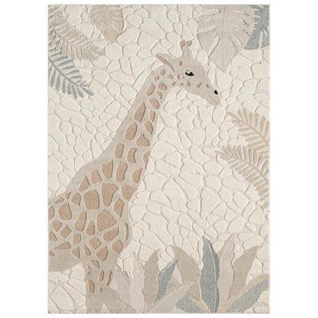 Tapis enfants Eternal Jungle girafe beige 8 x 10 pi