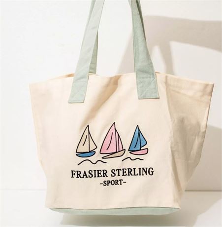 Sac fourre-tout Frasier Sterling Sport voiliers crème/menthe coton