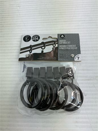 Ens. anneaux à pince pour rideau 1 po, 7 pcs