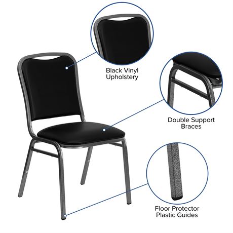 Fauteuil d'accent Flash Furniture moderne vinyle noir/cadre veine argent